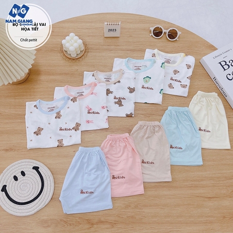 Bộ cộc sơ sinh cài vai HN Kids petit họa tiết