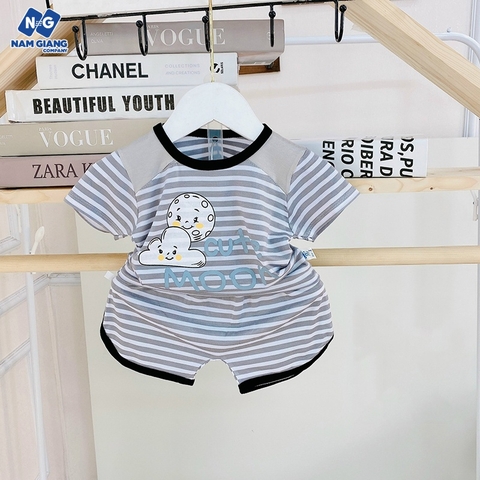 Bộ cộc sơ sinh HG KIDS thun lạnh kẻ