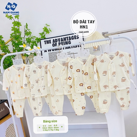 Bộ dài sơ sinh HN KIDS petit cài chéo họa tiết HN1