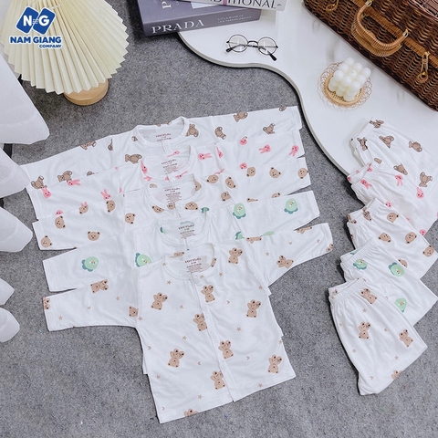 Bộ dài sơ sinh HN KIDS petit cài giữa họa tiết HN2