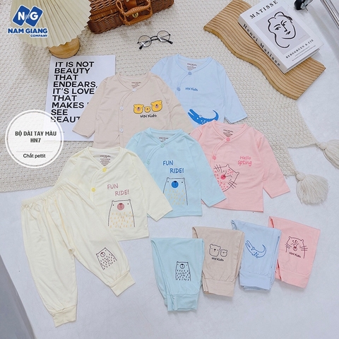 Bộ dài sơ sinh HN KIDS petit cúc chéo màu HN7