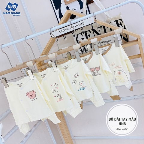Bộ dài sơ sinh HN KIDS petit cúc chéo màu HN8