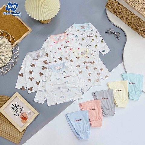 Bộ dài tay sơ sinh HN kids vải petit cài vai