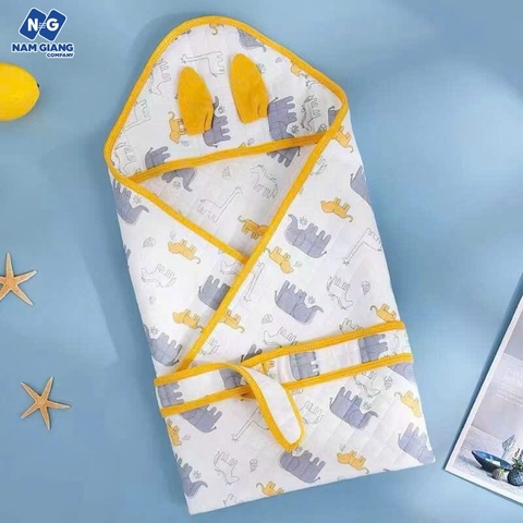 Chăn ủ xốp có mũ và đai buộc PL