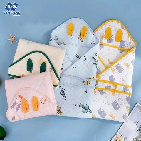 Chăn ủ xốp có mũ và đai buộc PL