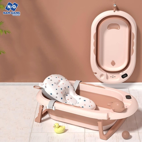 Chậu tắm gấp gọn cá heo kèm nhiệt kế