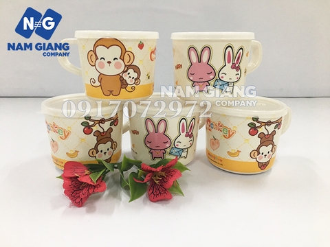 Cốc uống nước khỉ, thỏ ngắn có nắp