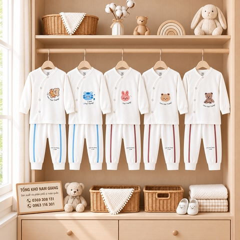 Bộ dài sơ sinh petit VTKids cài lệch VTBD11