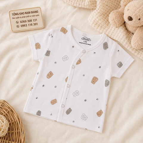 Áo cộc sơ sinh thun lạnh VTKids cài chéo VTAC6