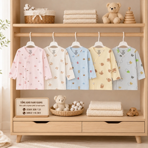 Áo dài sơ sinh Petit VTKids cài lệch VTAD11