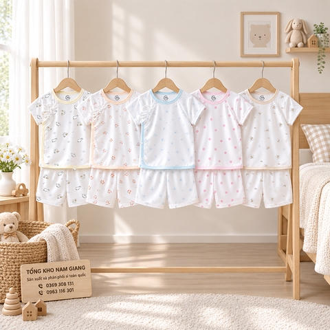 Bộ cộc sơ sinh thun lạnh HG cài lệch HGBC9
