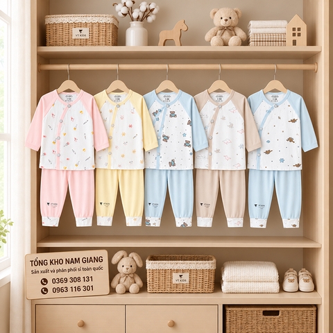 Bộ dài sơ sinh petit VTKids cài lệch VTBD7