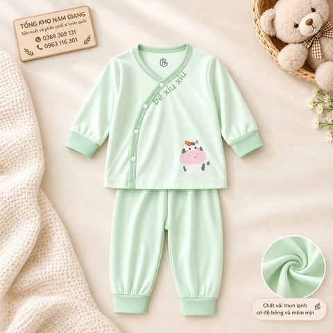 Bộ dài sơ sinh thun lạnh HG cài lệch HGBD1