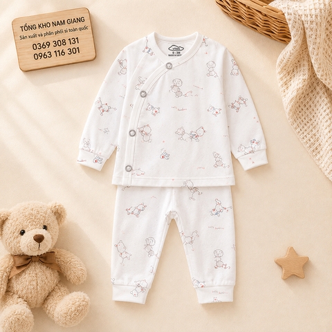 Bộ dài sơ sinh petit VTKids cài lệch VTBD6