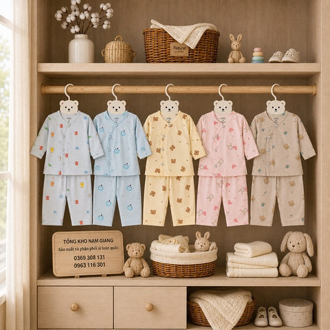Bộ dài sơ sinh petit VTKids cài lệch VTBD1