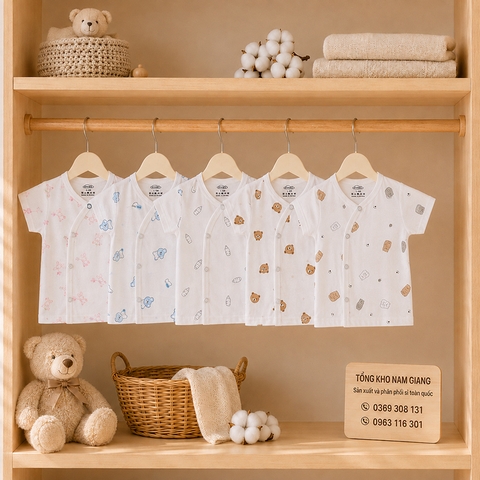 Áo cộc sơ sinh thun lạnh VTKids cài chéo VTAC6