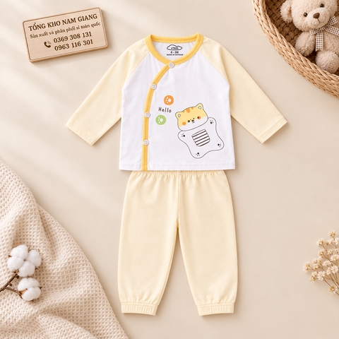 Bộ dài sơ sinh thun lạnh VTKids cài lệch VTBD28