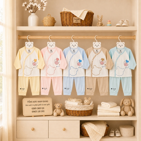 Bộ dài sơ sinh petit VTKids cài lệch VTBD3
