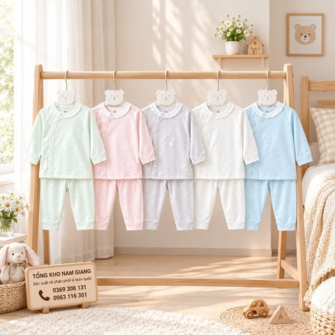 Bộ dài sơ sinh thun lạnh HG cài lệch HGBD13