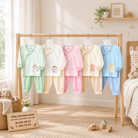Bộ dài sơ sinh thun lạnh HG cài lệch HGBD1