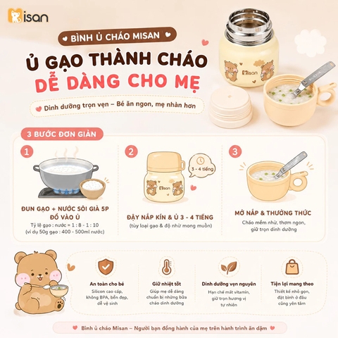 Bình ủ cháo inox 316 Misan 500ml