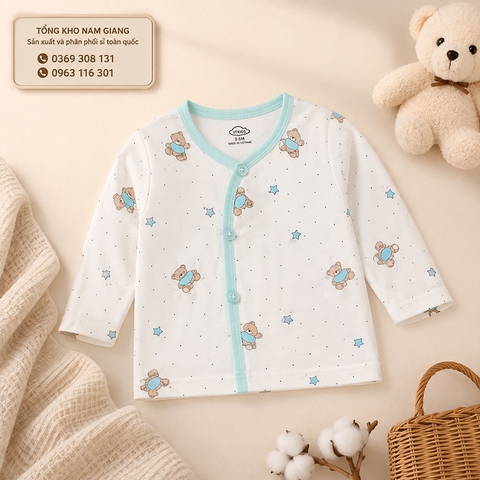 Áo dài sơ sinh Petit VTKids cài lệch VTAD10