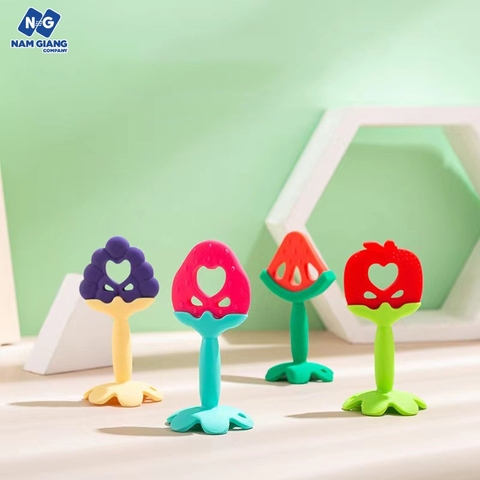 Ngậm nướu cho bé silicon hình hoa quả kèm hộp