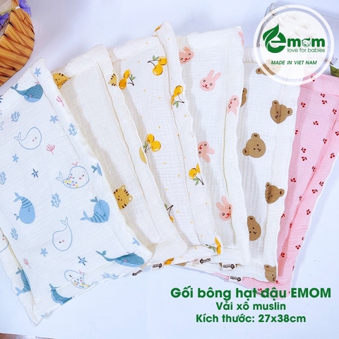 Gối bông muslin hạt đậu EMOM