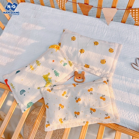 Gối vuông bông xô muslin Boona cho bé