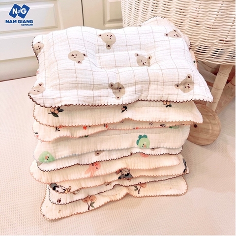 Gối lõm xô muslin Boona chống méo đầu cho bé