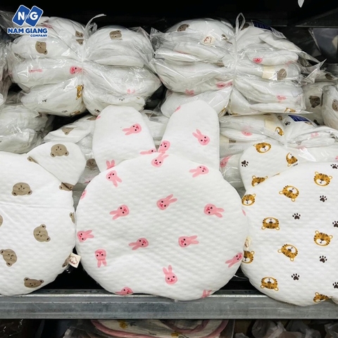 Gối trẻ em xô muslin ANCHEE tai gấu thỏ