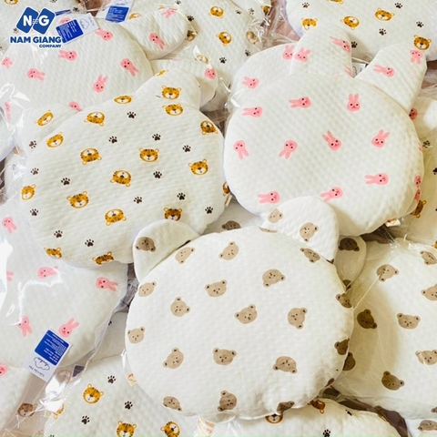 Gối trẻ em xô muslin ANCHEE tai gấu thỏ