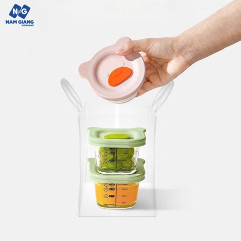 Hũ trữ đồ ăn dặm thủy tinh hình gấu