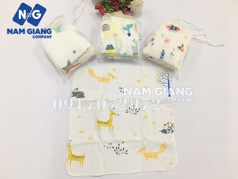 Khăn sữa aden in hình túi lưới (túi 10 chiếc)