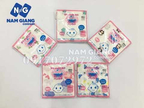 Khăn sữa in hình xuất Nhật (gói 10 chiếc)