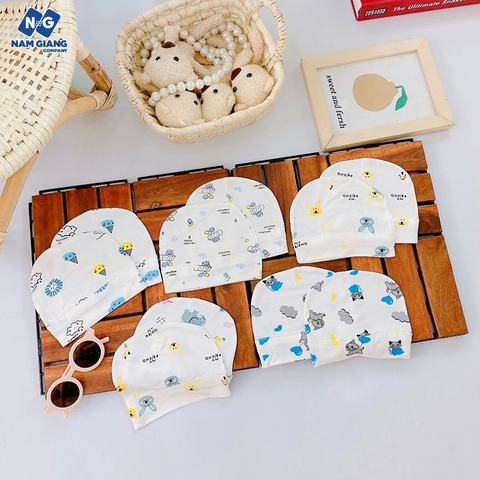 Mũ sơ sinh thun lạnh chụp tròn không tai