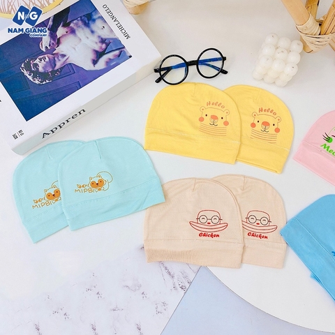 Mũ sơ sinh thun lạnh chụp tròn không tai