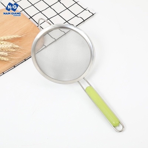 Rây lọc cháo ăn dặm inox cán xanh 14cm