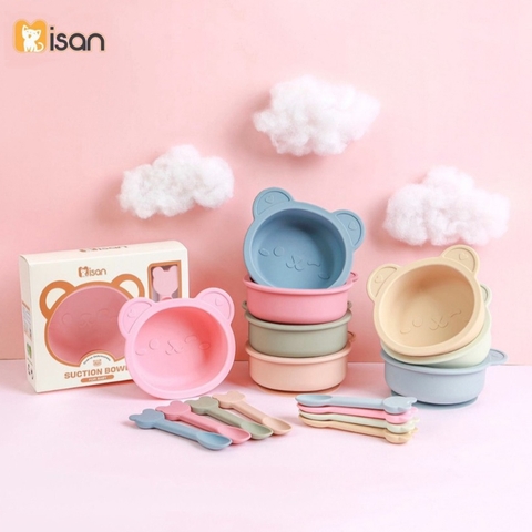 Bát ăn dặm silicon Misan hình gấu kèm thìa