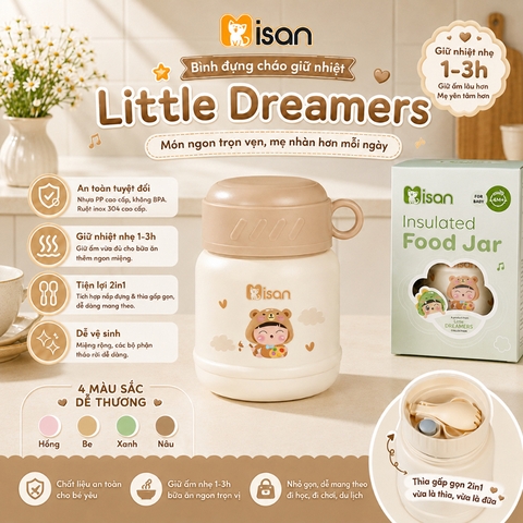 Bình ủ cháo inox 304 Misan Little dreamers