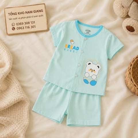 Bộ cộc sơ sinh thun lạnh VTKids cài giữa VTBC15