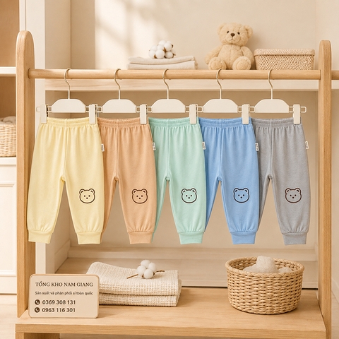 Quần dài sơ sinh thun lạnh VTKids đáp đũng VTQD4