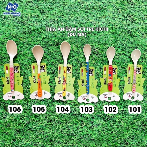 Thìa ăn dặm KICHILACHI sợi tre (Đủ mã)