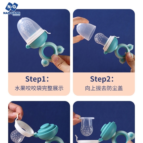 Túi nhai ăn dặm silicon 3 núm cho bé