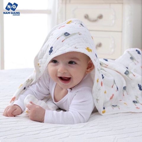 Choàng xô có mũ sợi tre muslin