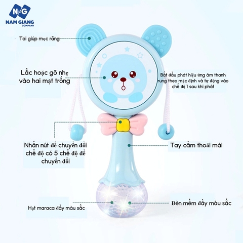 Xúc xắc lục lạc trống có nhạc cho bé