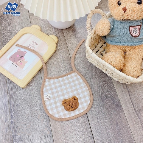 Yếm dây thêu hình gấu ANCHEE muslin