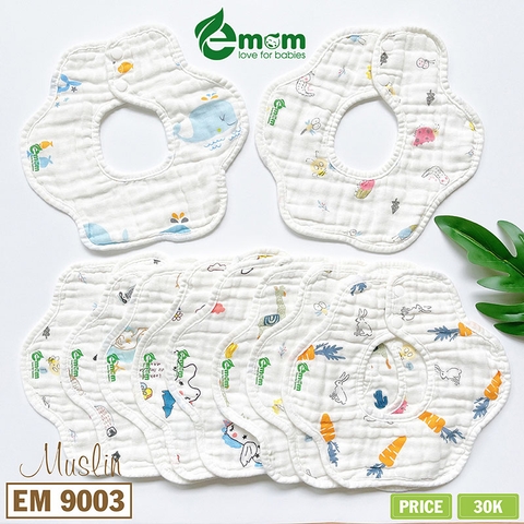 Yếm xô muslin EMOM tròn khuy