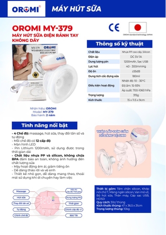 Máy Hút Sữa Điện OROMI MY-379 (sạc)