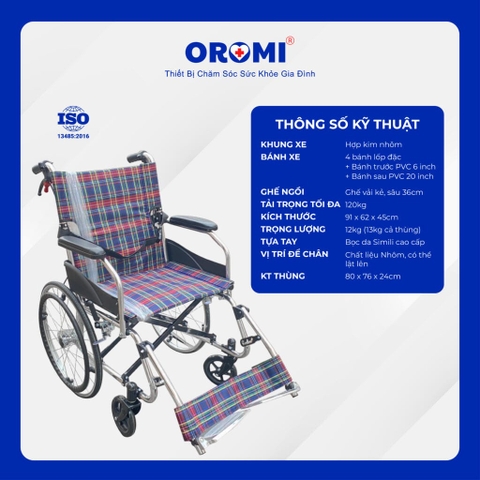 Xe lăn hợp kim nhôm XL-863 (siêu nhẹ)